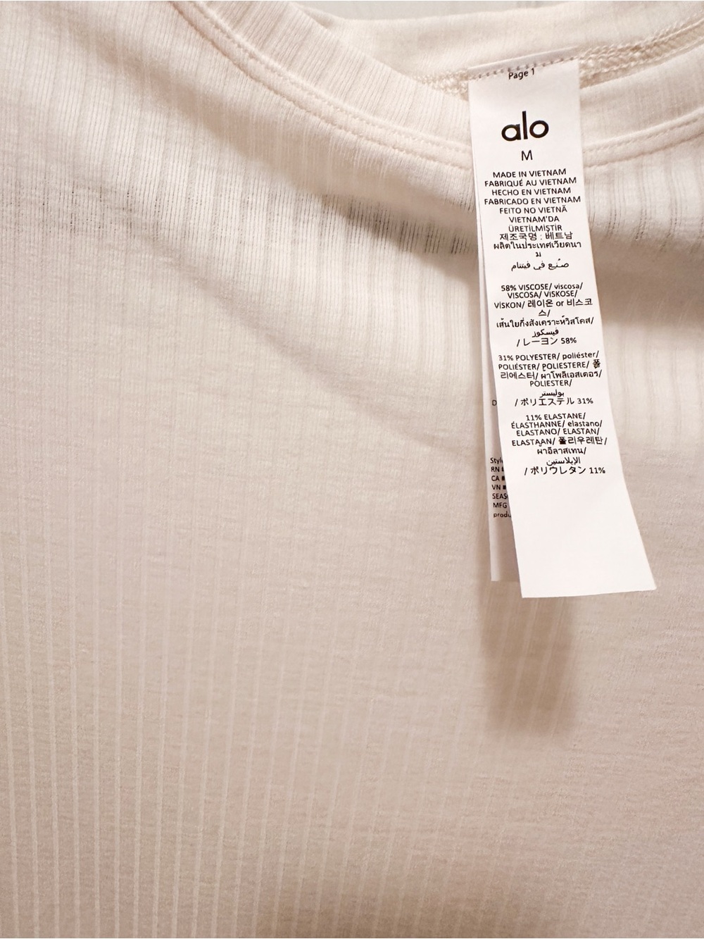 NWT-ALO Ribbed Sea Coast Long Sleeve in Ivory (Size: Medium) - Picture 5 of 7